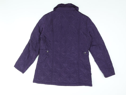 Autonomy Womens Purple Quilted Coat Size 14 Button