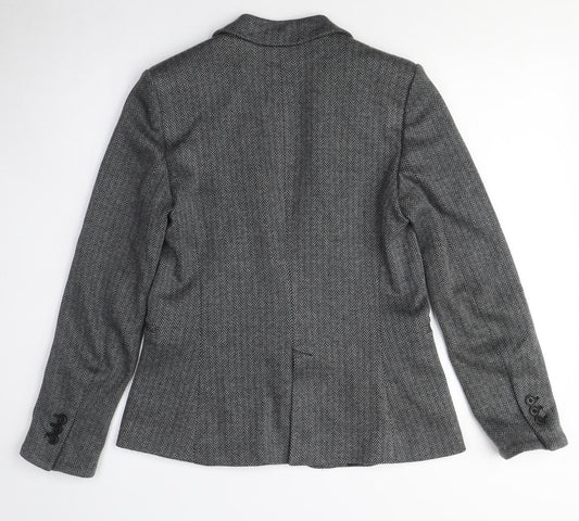 Mango Women's Grey Wool Blend Blazer Size 12