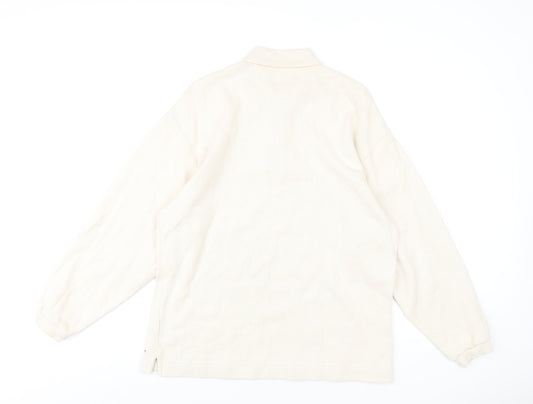 Hathaway Sports Mens Ivory Cotton Polo Size S Collared Button