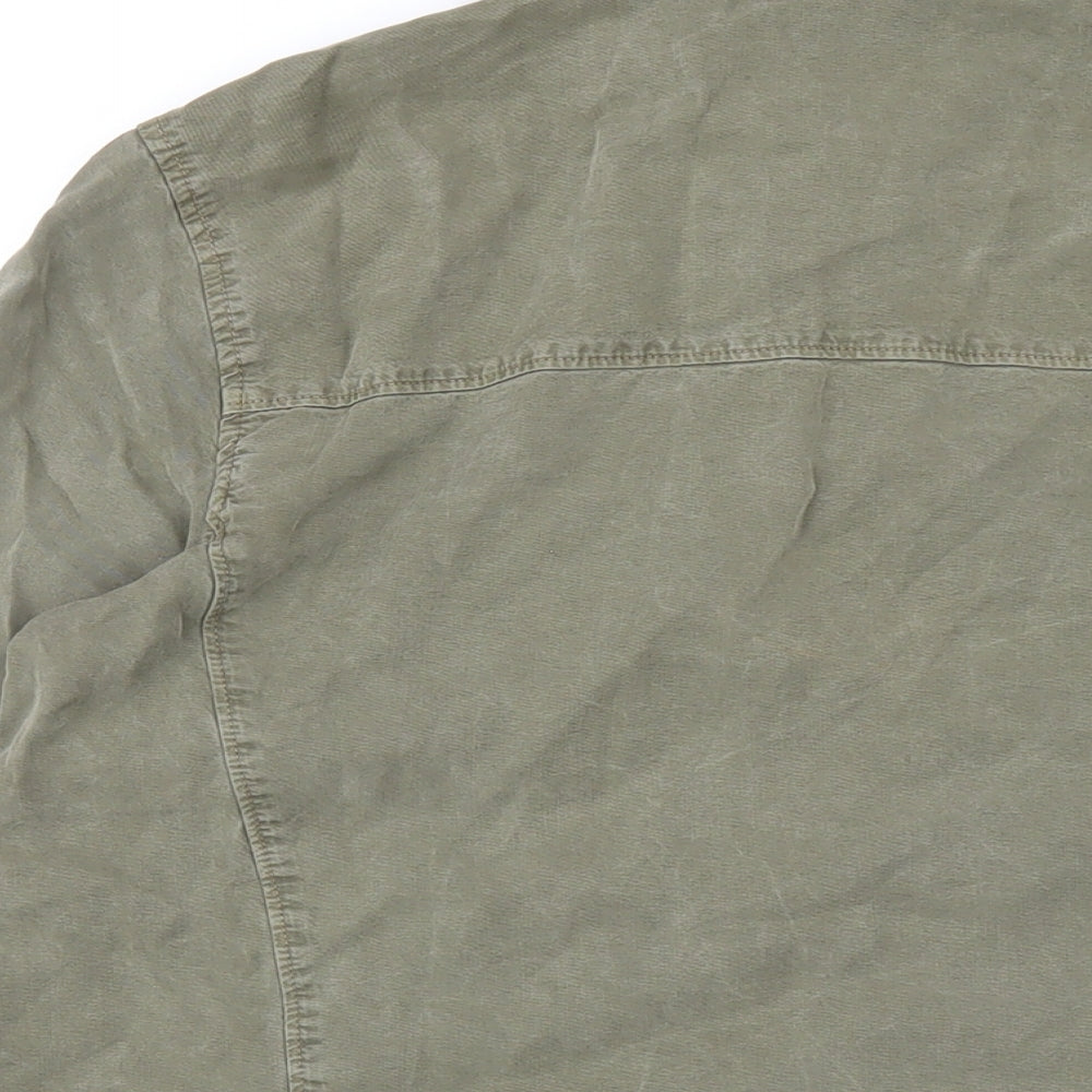 Womens UK Size L Stradivarius Green Basic Button-Up
