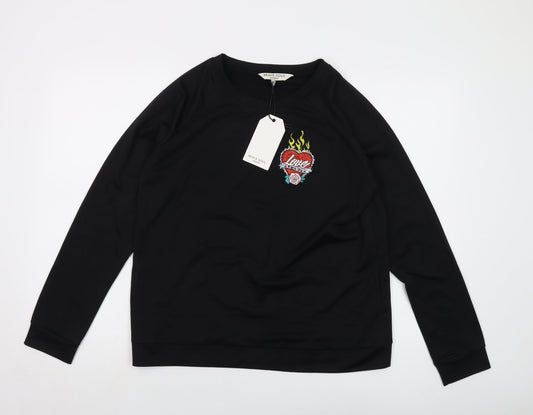 Womens UK Size M Brave Soul Black Pullover Sweatshirt