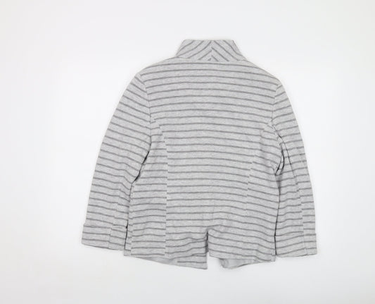 Principles Womens Grey Striped Jacket Size 14 Hook & Eye
