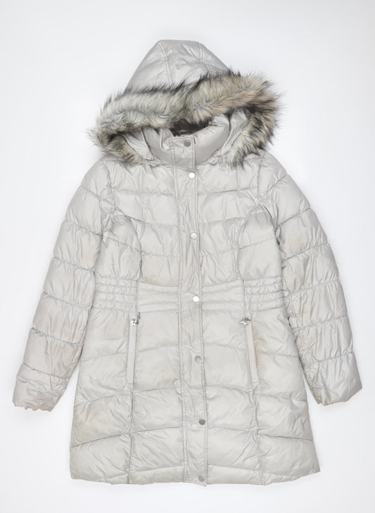 Womens UK Size M Gallery Grey Quilted Coat