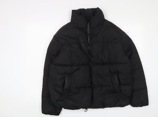 Womens UK Size 12 Topshop Black Quilted Coat