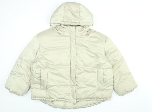 Womens UK Size 12 Missguided Beige Puffer Jacket Coat