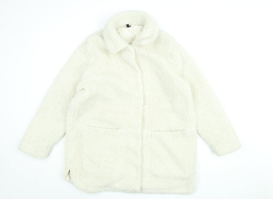 Womens UK Size L H&M White Overcoat