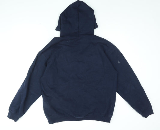 Mens UK Size L Gildan Blue Pullover Hoodie