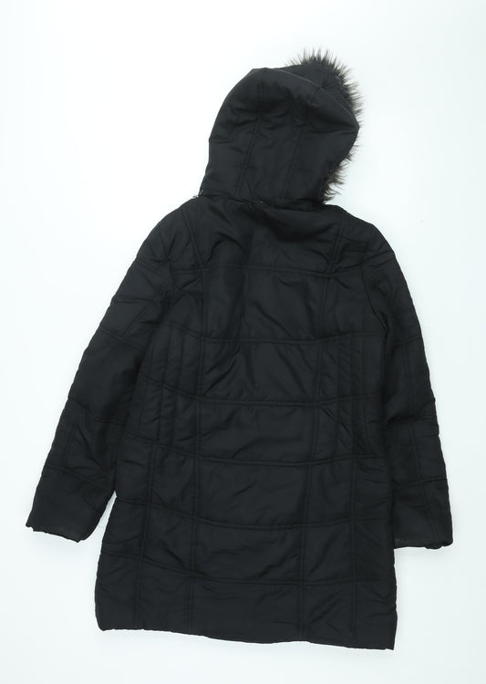 Womens UK Size 10 Debenhams Black Overcoat