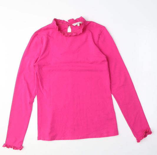 Additional front view of Red Herring Women's Pink Long Sleeve Blouse, Mock Neck, size S