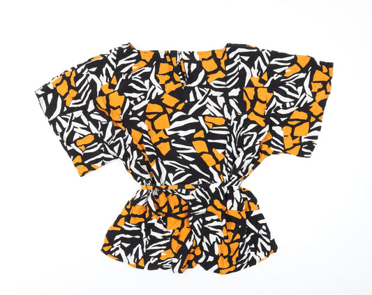 French Connection Womens Multicoloured Geometric Viscose Basic T-Shirt Size M Round Neck