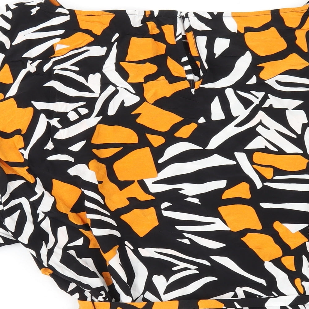 French Connection Womens Multicoloured Geometric Viscose Basic T-Shirt Size M Round Neck