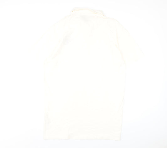 Reclaimed Vintage Womens Ivory Cotton T-Shirt Dress Size 12 Collared Button