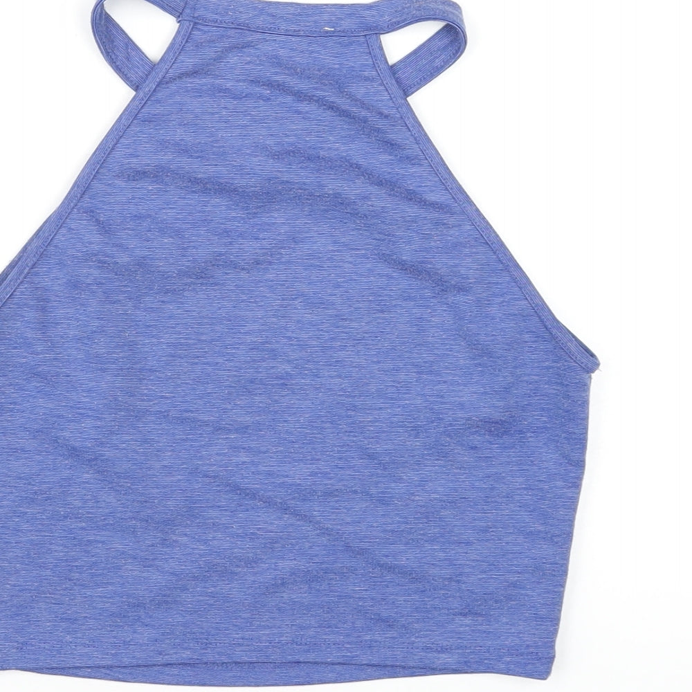 Womens UK Size S Zara Blue Basic T-Shirt