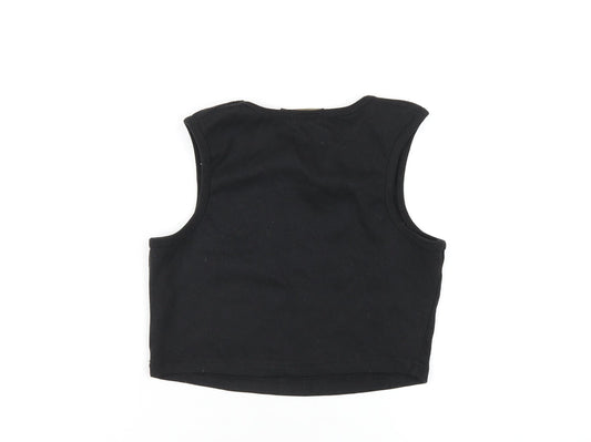 I SAW IT FIRST Womens Black Cotton Cropped Tank Size 12 Round Neck