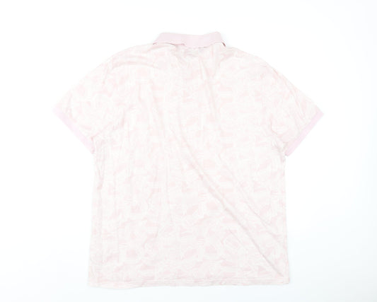 NEXT Mens Pink Geometric Cotton Polo Size XL Collared Button