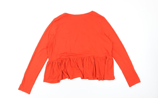 New Look Womens Orange Cotton Basic T-Shirt Size 14 Round Neck