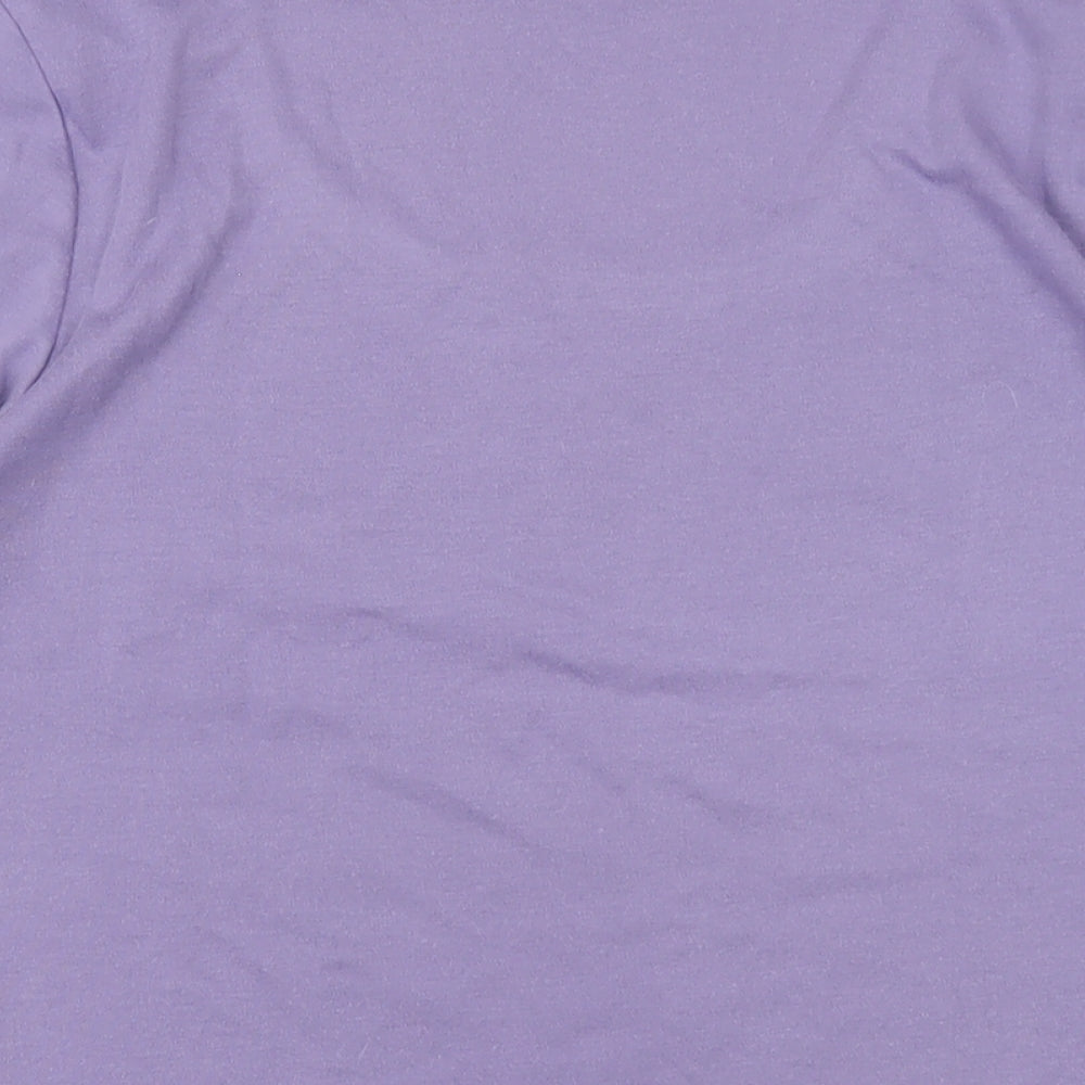 Ella J Womens Purple Polyester Basic T-Shirt Size M Roll Neck