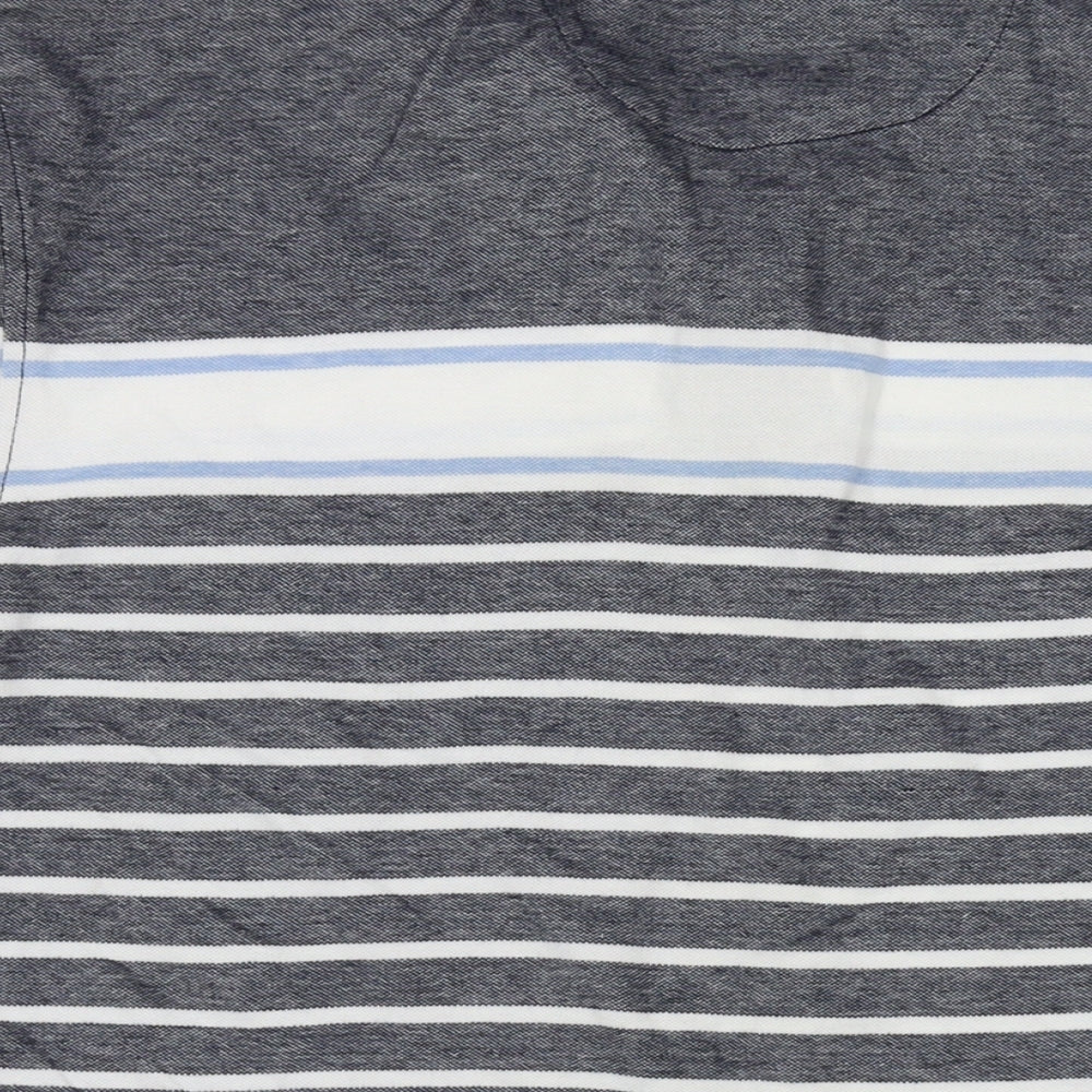 Bass Mens Grey Striped Cotton Polo Size 2XL Collared Button