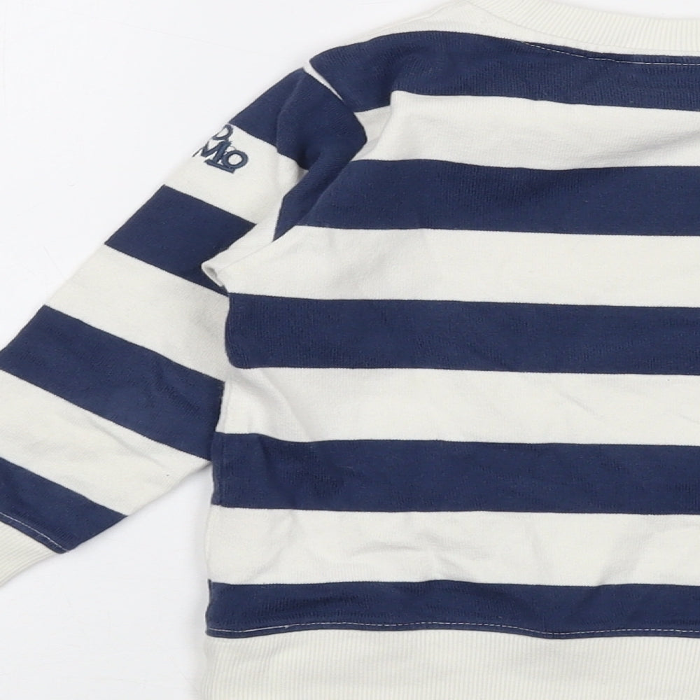 molo Boys Blue Striped Cotton Pullover Sweatshirt Size 4 Years Pullover