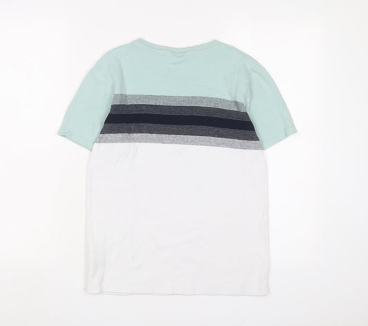 NEXT Mens Multicoloured Striped Cotton T-Shirt Size XS Crew Neck