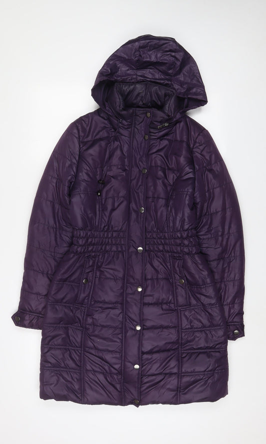 Womens UK Size 10 M&Co Purple Quilted Coat