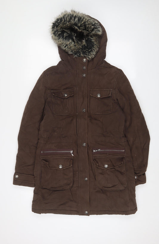 Womens UK Size 12 Maine Brown Parka Coat