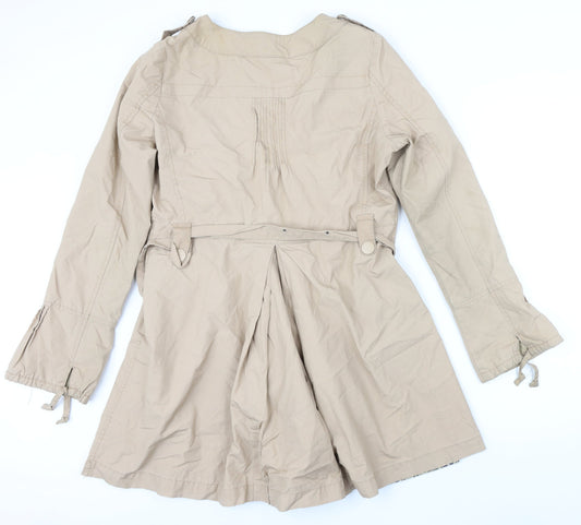 Womens UK Size 14 Moto Beige Rain Coat