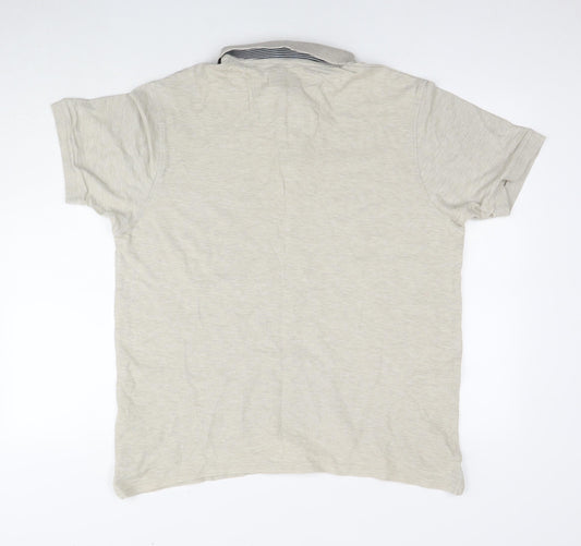 Marks and Spencer Mens Beige Cotton Polo Size L Collared Pullover