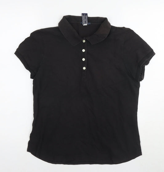 Womens UK Size L Gap Black Basic Polo