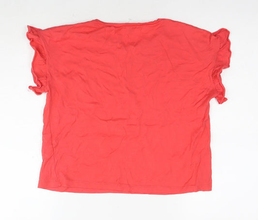 Womens UK Size M Zara Red Basic T-Shirt