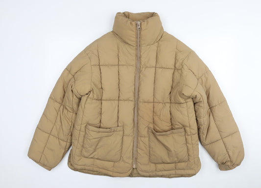 Womens UK Size 6 Topshop Beige Quilted Coat