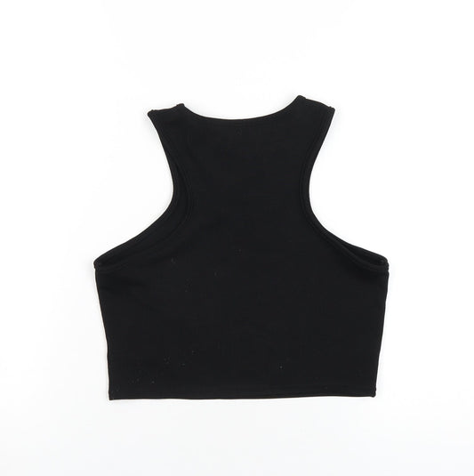 I SAW IT FIRST Womens Black Polyester Cropped Tank Size 8 Round Neck