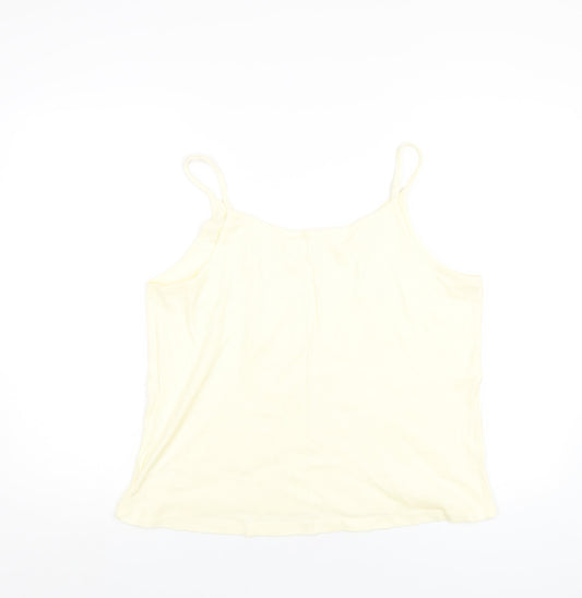 Bonmarché Womens Yellow Cotton Camisole T-Shirt Size L Scoop Neck