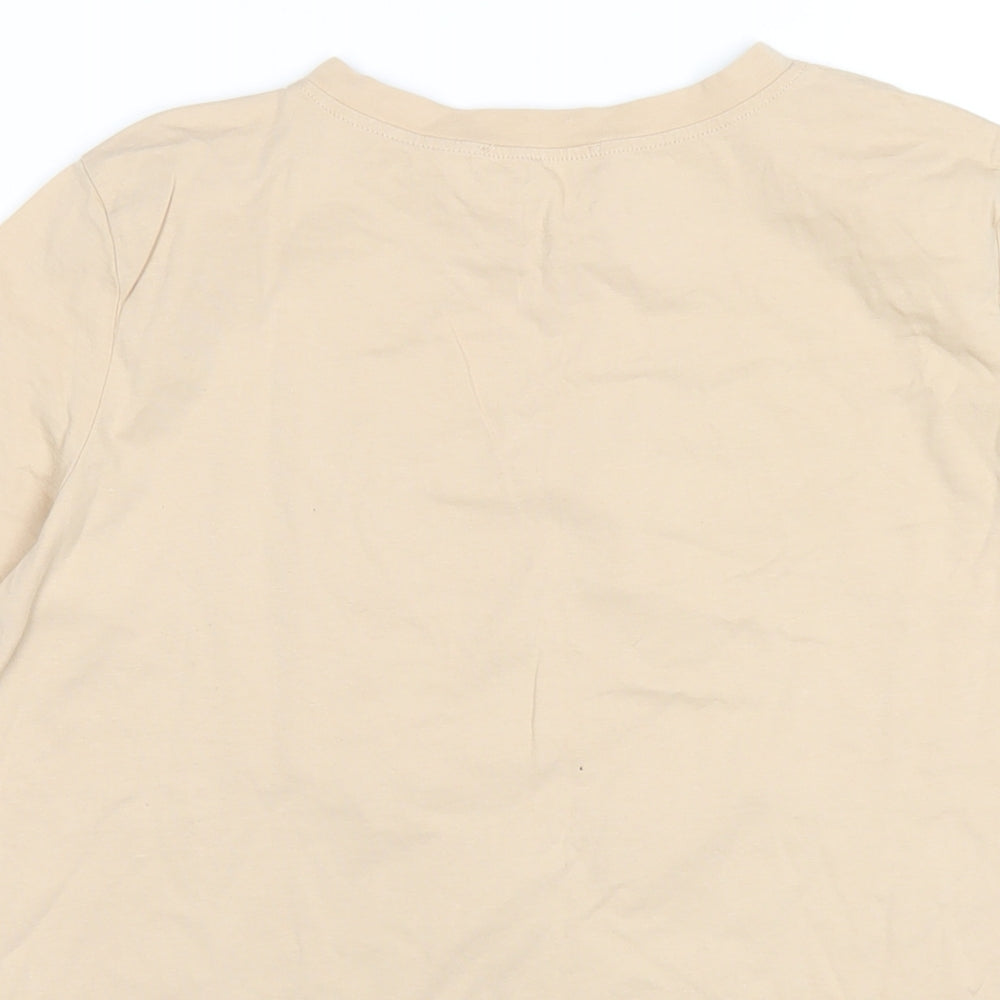Womens UK Size S Zara Beige Basic T-Shirt