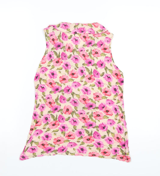 Lakeland Womens Multicoloured Floral Viscose Basic T-Shirt Size 14 V-Neck