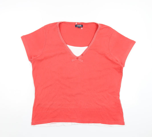 Womens UK Size 20 Maine Red Basic T-Shirt