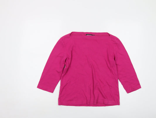 Additional front view of Mexx women’s pink cotton basic t-shirt, size S, square neck