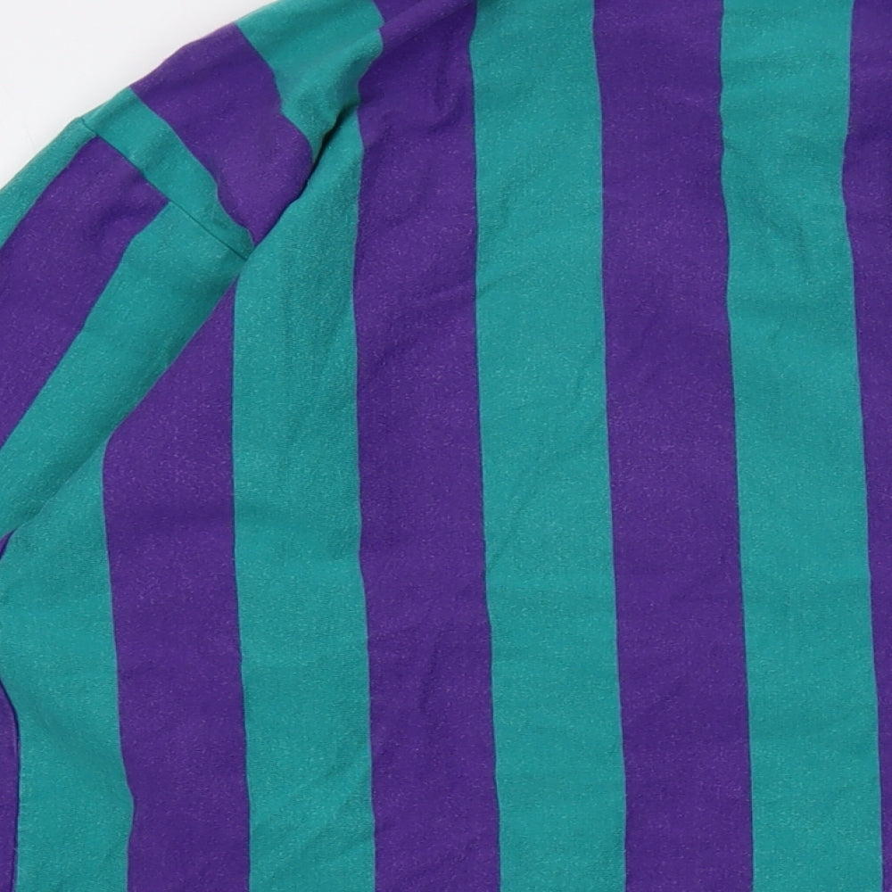 Iban Mens Multicoloured Striped Cotton Polo Size XL Collared Button - Vintage