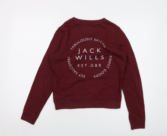 Womens UK Size 8 Jack Wills Red Pullover Sweatshirt
