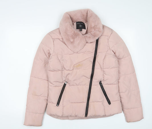 Dorothy Perkins Womens Pink Quilted Coat Size 8 Zip