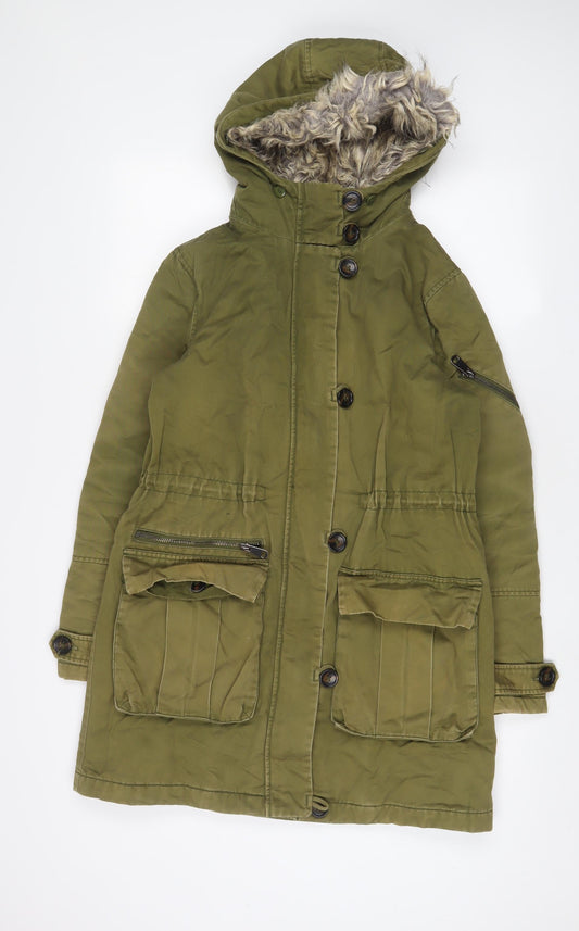 Womens UK Size 8 Topshop Green Parka Coat