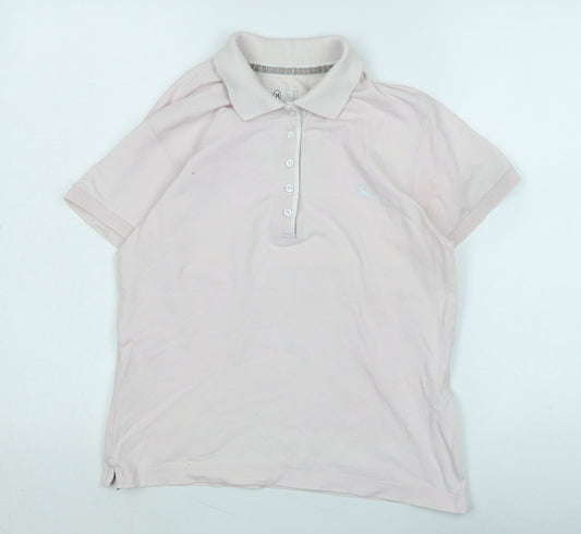 Athletic Apparel Womens Pink Cotton Basic Polo Size 14 Collared - Logo