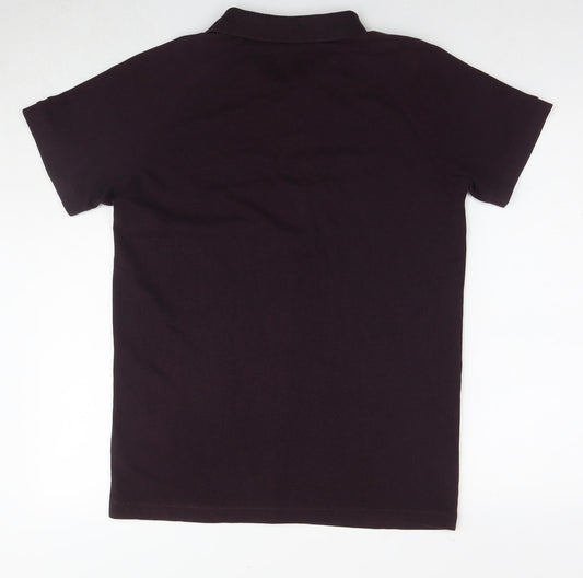 ACW85 Mens Purple Cotton Polo Size M Collared Pullover