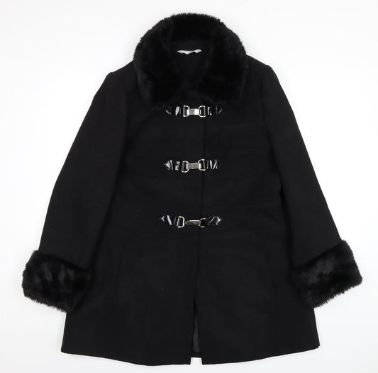 Womens UK Size 16 Red Herring Black Pea Coat