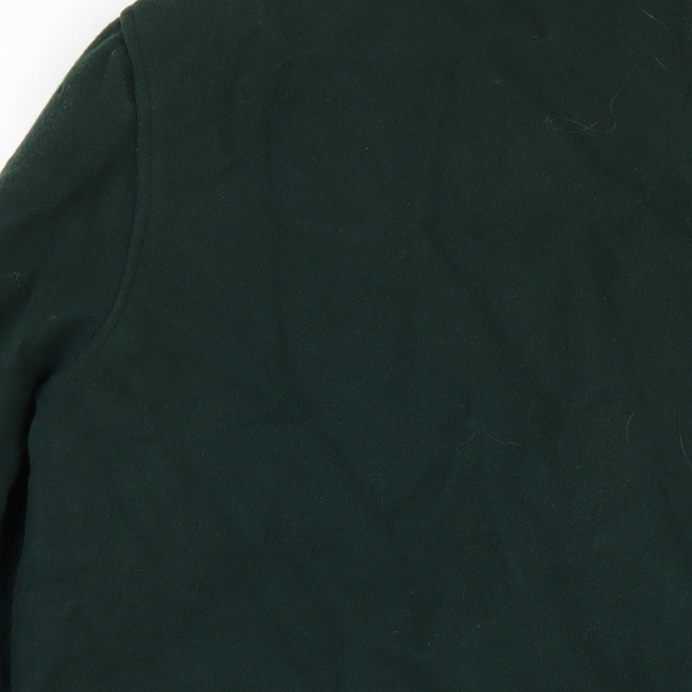 Brand and care label for C&A women’s green overcoat coat, size UK 12, button