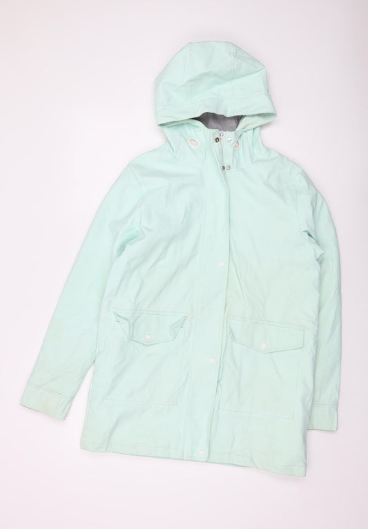 Charcoal Womens Blue Rain Coat Coat Size 12 Zip