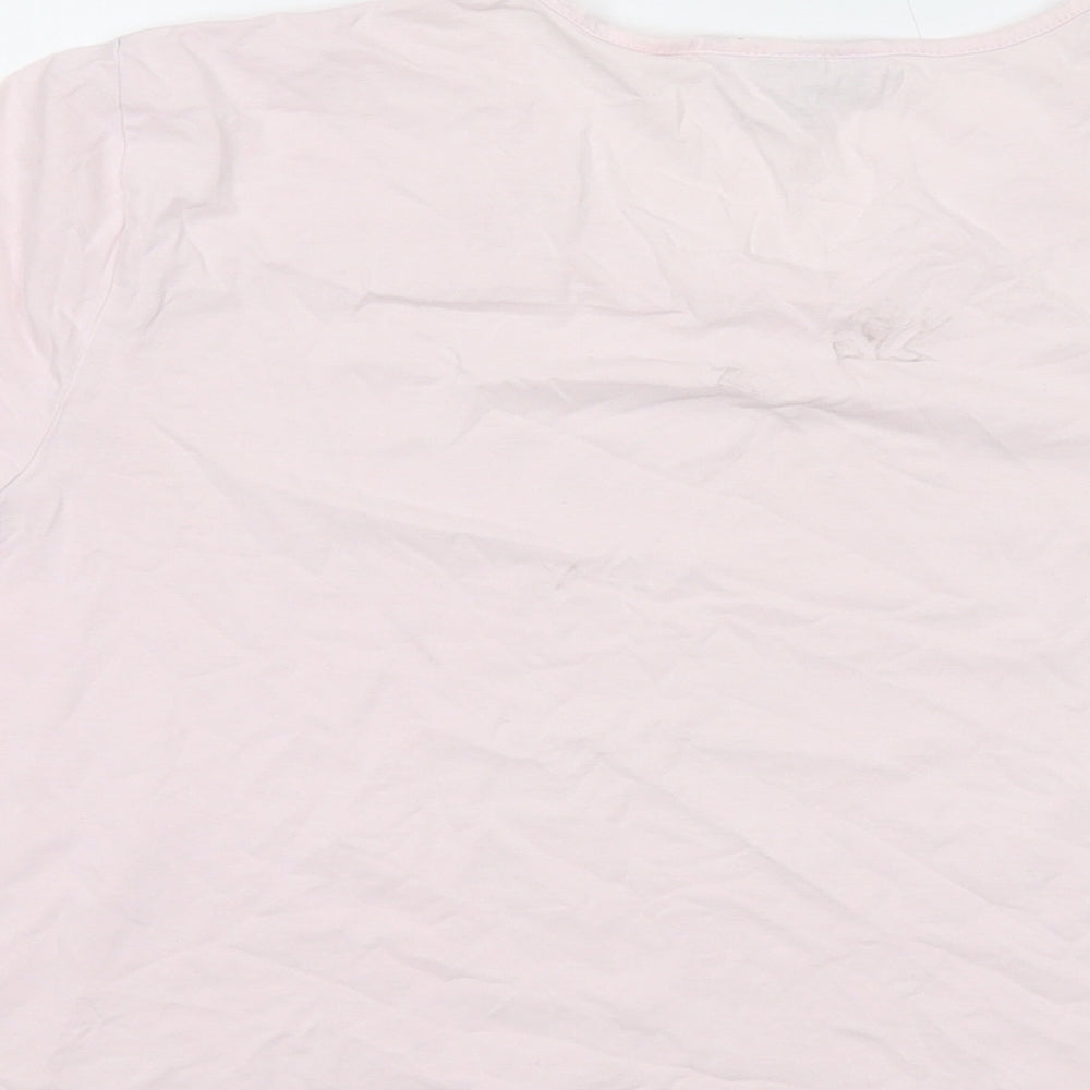 Lands' End Womens Pink Cotton Basic T-Shirt Size 14 Round Neck