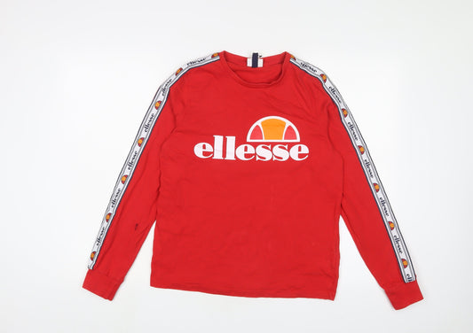 Womens UK Size 10 ellesse Red Basic T-Shirt