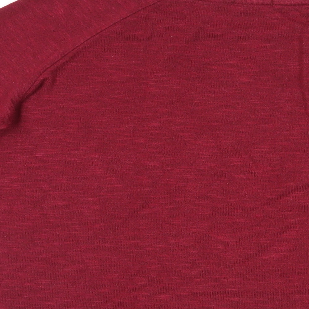 Bershka Womens Red Polyester Basic T-Shirt Size M Round Neck - Elbow Patches