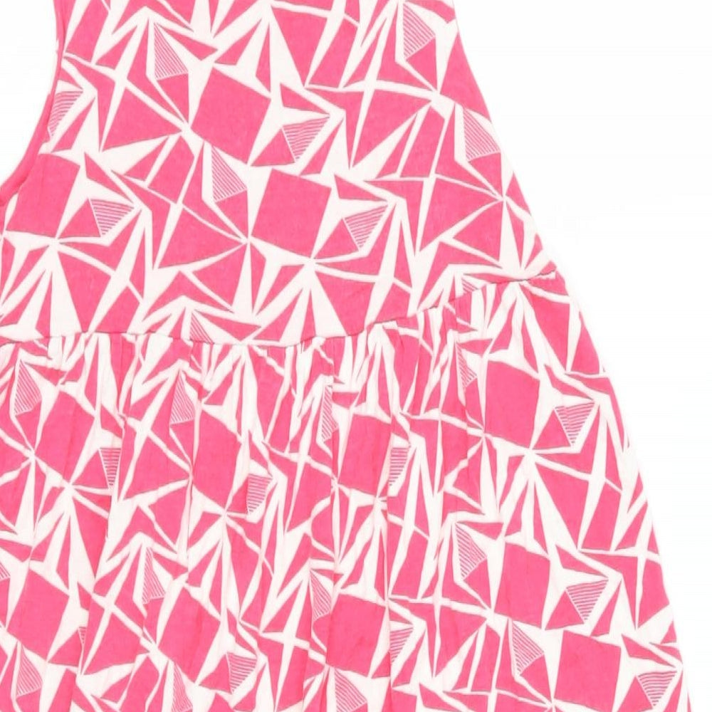 H&M Girls Pink Geometric Viscose Tank Dress Size 10-11 Years Scoop Neck Pullover